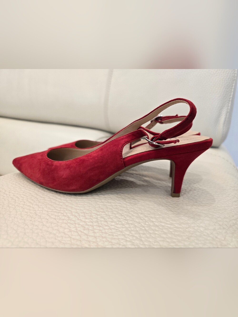 ALFANI STEP FLEX  Red Suede Leather Slingback Pointed Toe Heels 8.5
